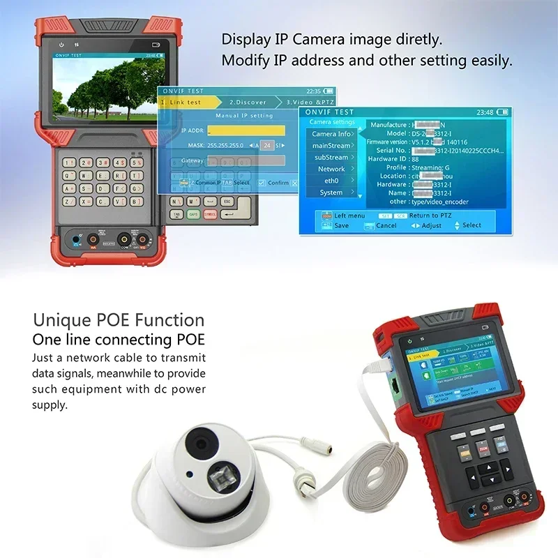 Фото T73 4-дюймовый экран CCTV TESTER Поддержка H.265/H.264 4K IP-камера TVI, AHD, CVI 3.0 Камера ONVIF Тест IP Конфигурация Тест IPC №5