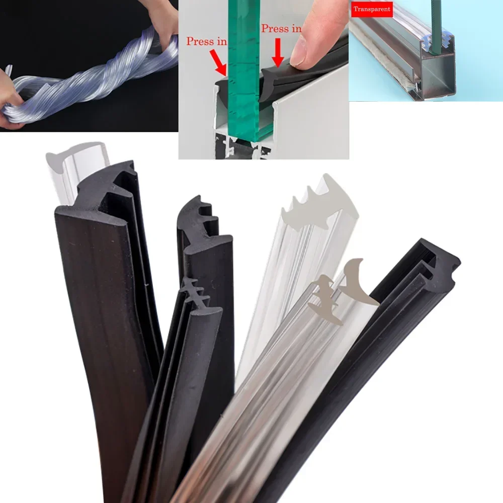 1/2/3/4/5 м резиновая уплотнительная лента для дверей и окон черная/прозрачная
