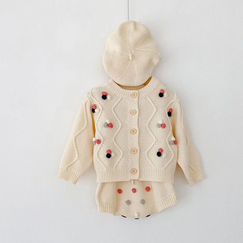 

Autumn Baby Girls Clothes Set Baby Knitted Cardigan Sweater Romper Set Infant Newborn kids Coat Cotton Jumpsuit