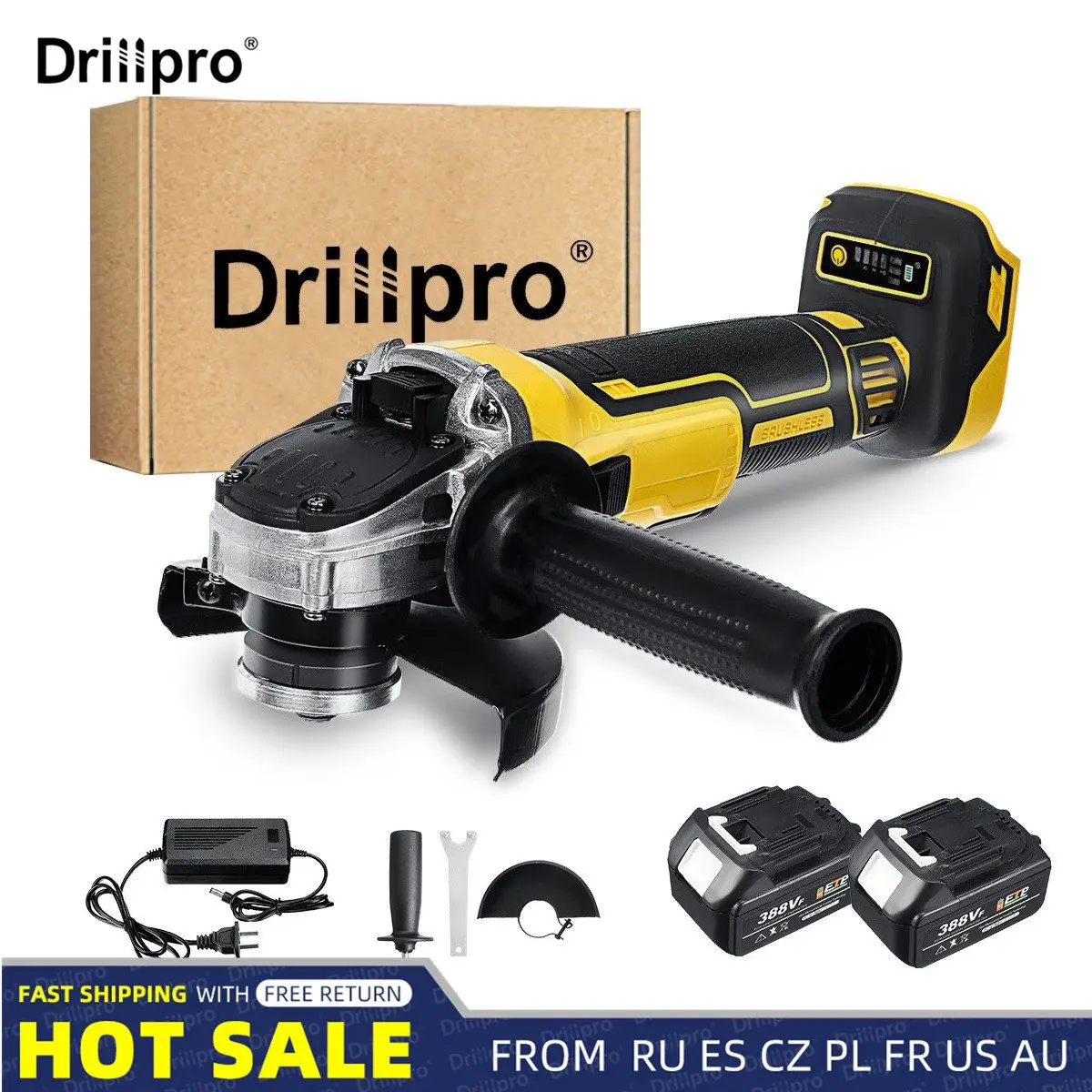 

Drillpro 125/100mm Brushless Cordless Electric Angle Grinder Variable Speed Grinding Machine Power Tools For Makita 18V Battery