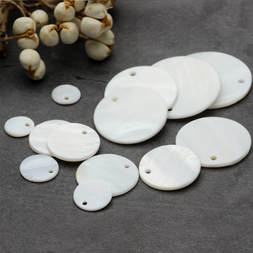 

10-30pcs Natural Mother of Pearl Shell Pendant Round Freshwater Shell Beads Charms for Women Jewelry Making DIY Necklace Earring