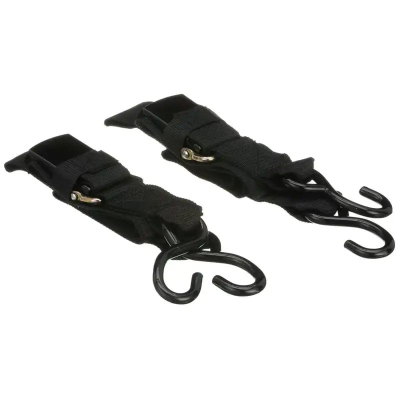 

Quick-Release Transom Tie-Down Straps, Trailering, Padded Adjustable Buckle, S-Hooks, 2 Inches Wide, 4 Feet Long European bottom