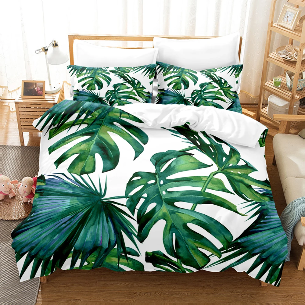 

Tropical Plant Kid Adult Bed Cover Set Queen King Duvet Cover Cotton Bedspread And Pillowcases Comforter Bedding Set For 150 Bed