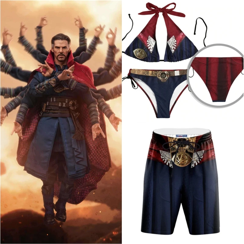 Superhero Stephen Doctor Strange Cosplay Costumes Men Boxer Shorts Swimsuit Set Woman Clothing Prop Bikini Suit