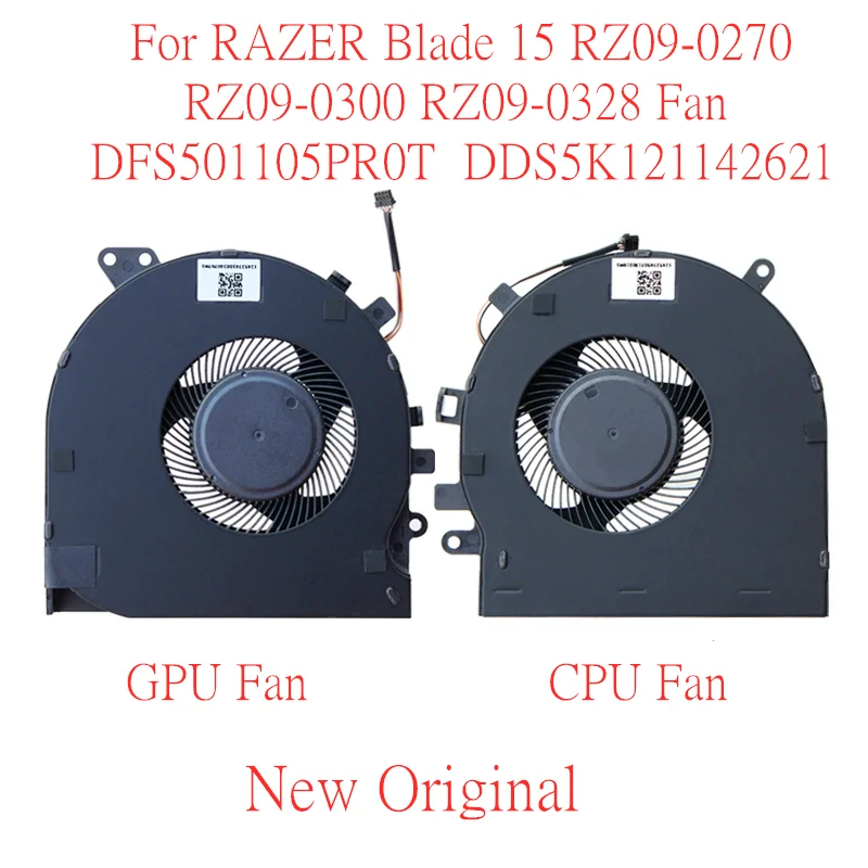 

Новый оригинальный охлаждающий вентилятор для ЦП и графического процессора ноутбука RAZER Blade 15 RZ09-0270 RZ09-0300 Fan DFS501105PR0T DDS5K121142621 DC5V