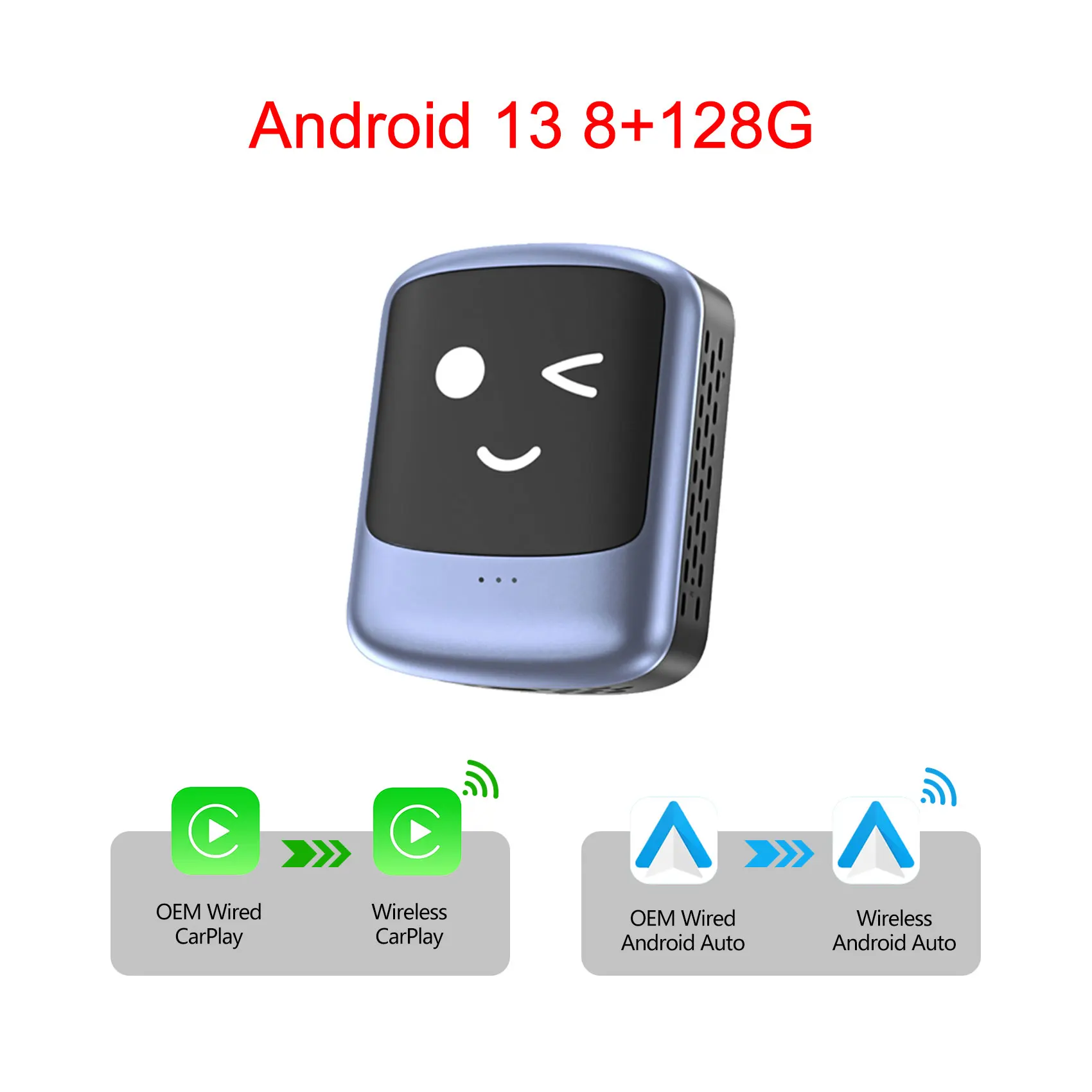 

Nano Wireless CarPlay Android Auto адаптер Android 13 8 + 128G AI Voice QCM6225 для Youtube Spotify для Nissan Lexus Buick Skoda