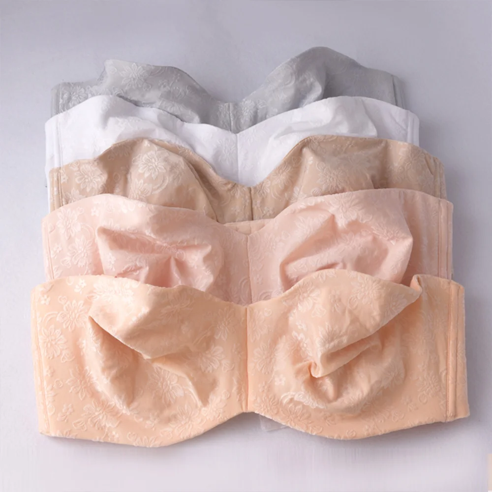 New Sexy Women's Strapless Minimizer Bras Large Bust Unlined Seemless Underwire Bandeau Bra Plus Size Convertible Straps Bra