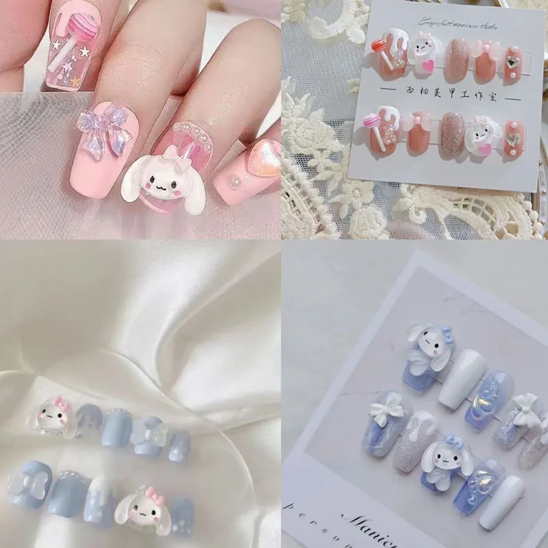 

Sanrio Nail Art Kawaii Kuromi Kitty Cinnamoroll Cartoon Handmade Custom Wearing Nail Stickers Nail Accessories Gifts for Girls