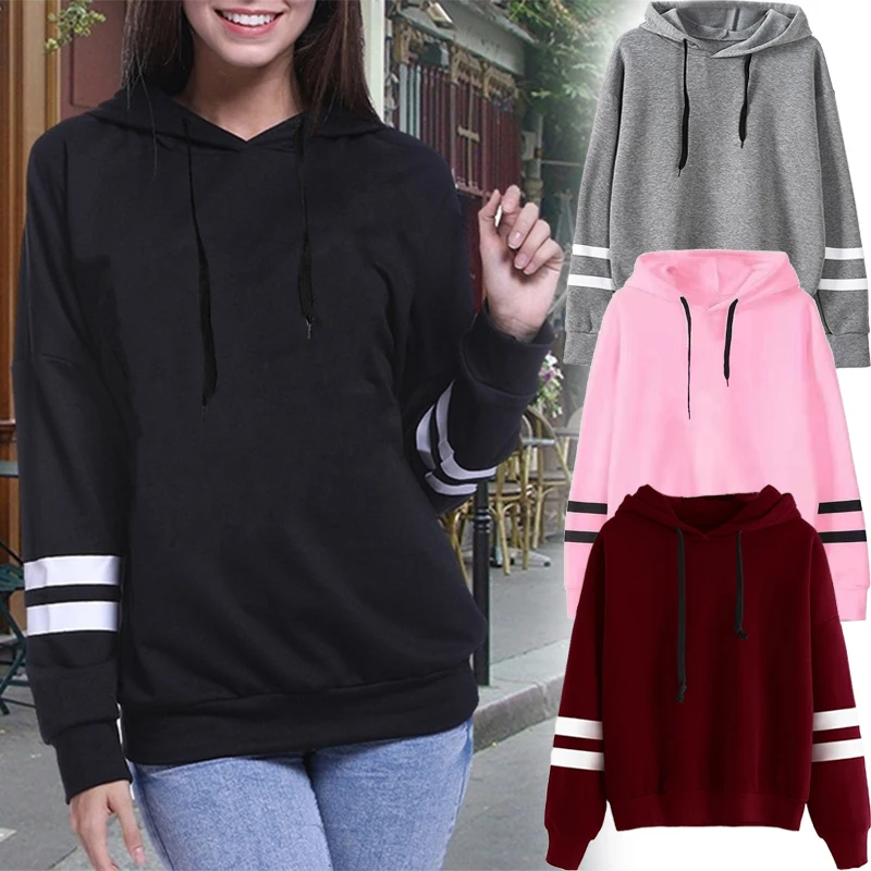 Spring Autumn Women Loose Hoodies Casual  Letter Printed Long Sleeve Hooded Pullover Sweatshirts Moleton Women Clothing