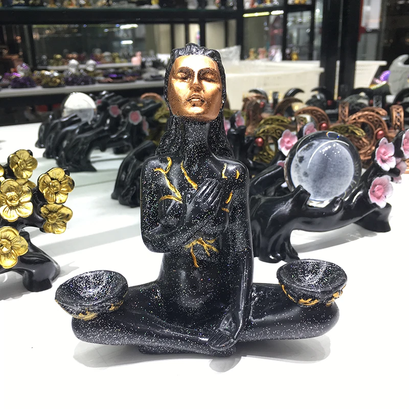 

1pc Resin Crystal Ball Holder Goddess Modeling Ball Holder Forest Angel Aura Carving Art Ornament Home Decorations