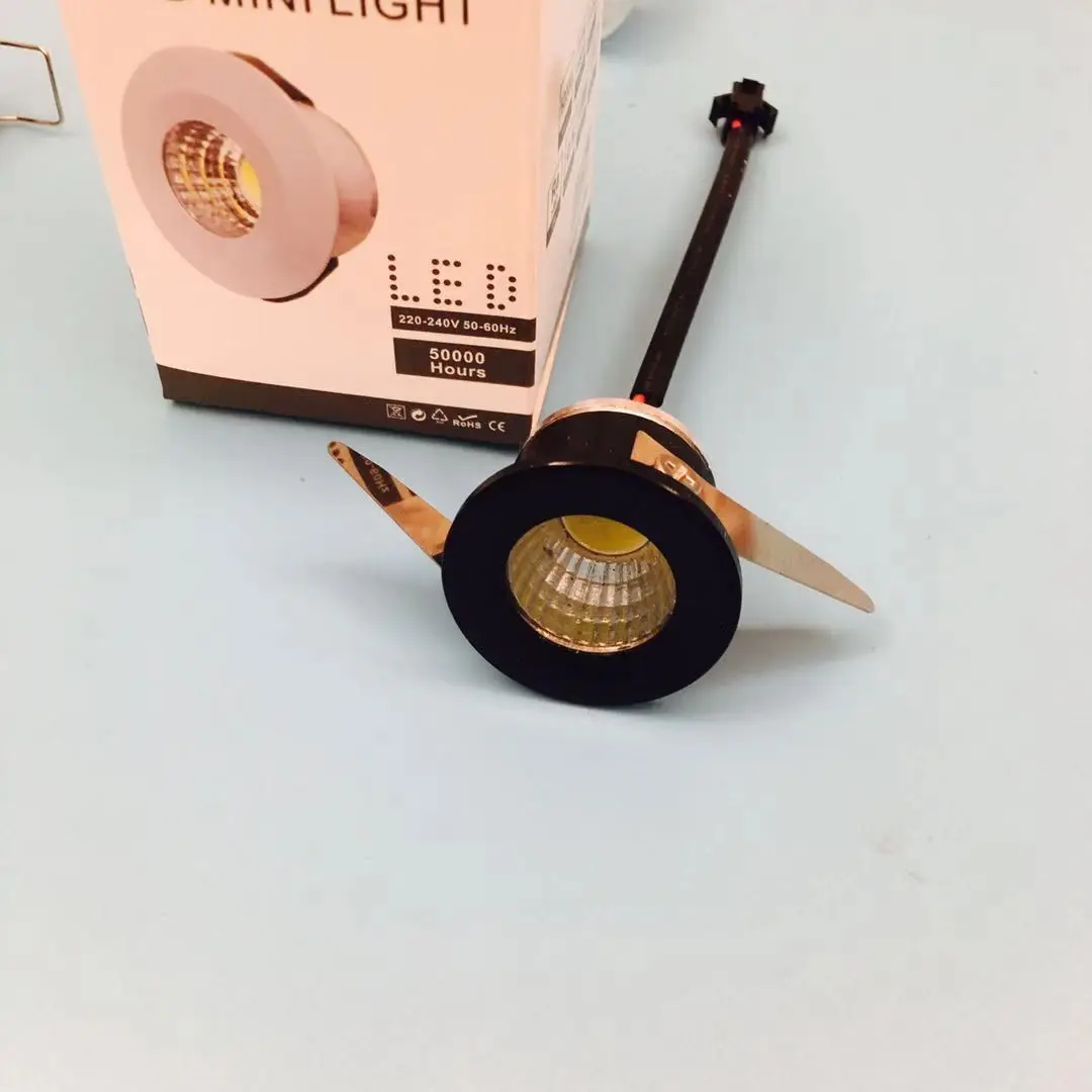 

wholesale wholesale 10pcs Black Downlight Under 31mm Cob Cabinet Spot Light 3w Ceiling Recessed Lamp Ac85-265v Dimmable Down Lig