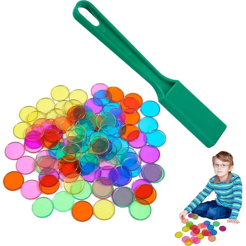 

Counting Chip Coin Toy Magnetic Stick Accessories With 100pcs Mix Color Chips For Learning Sensory Bins Science Counting Sorting