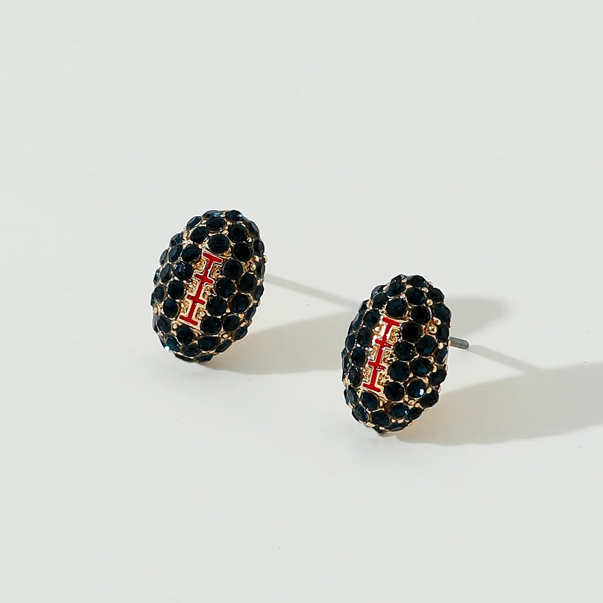 

2023 Trendy Fashion Jewelry Rhinestone Rugby Stud Earrings For Women