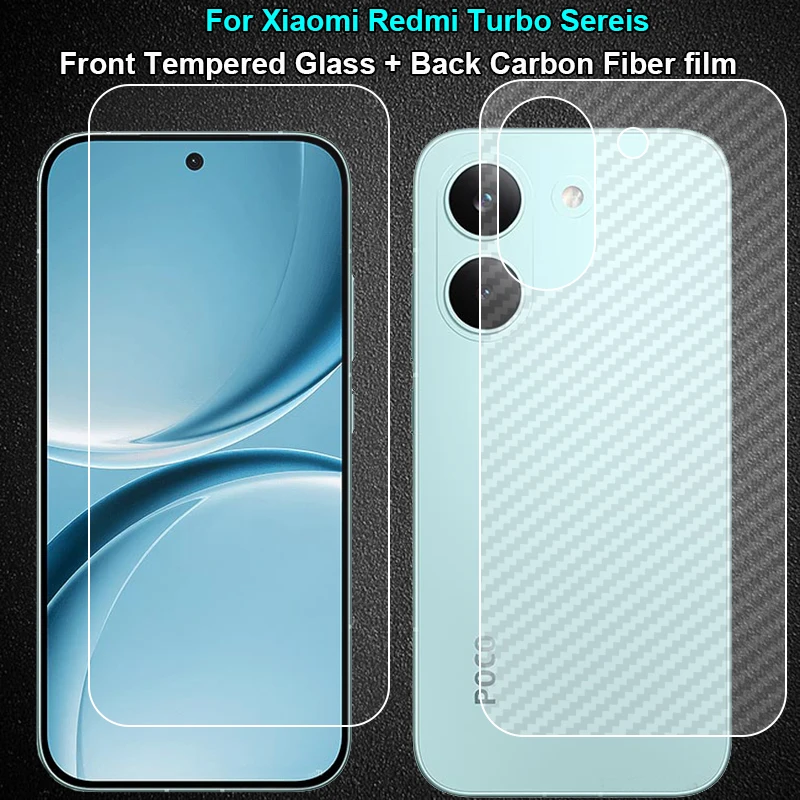Фото Для Xiaomi Redmi Turbo 5 4 3 Turbo5 Pro Max: 1 комплект = защитная пленка из углеродного волокна + защитное стекло для экрана №1