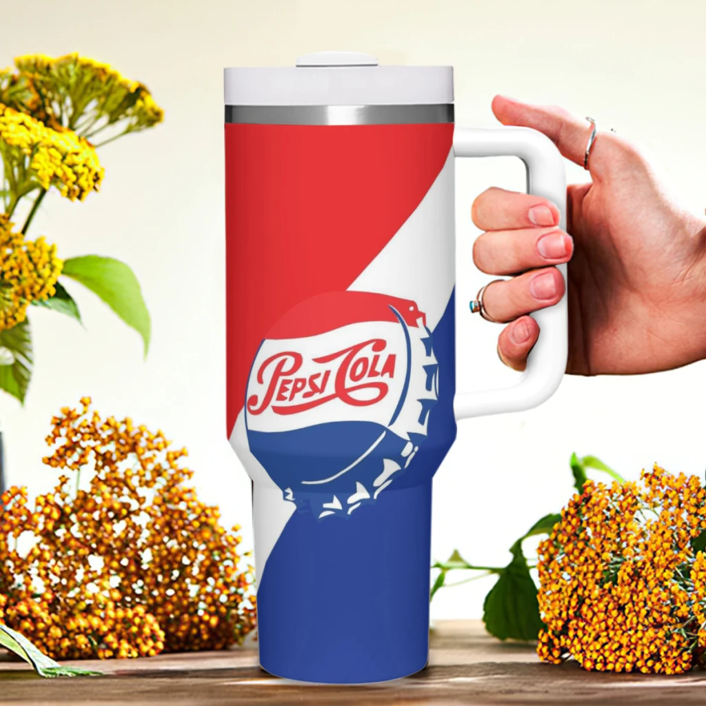 P-Pepsi 40 унций Ultimate Стакан с ручкой и соломинкой вакуумной изоляцией крышкой