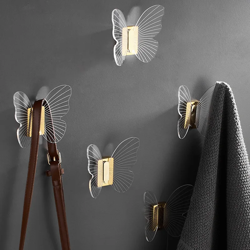 

Acrylic Zinc Alloy Butterfly Clothes Hook Simple Light Luxury Bedroom Porch Bathroom Hanging Clothes Hook Door Back Hook