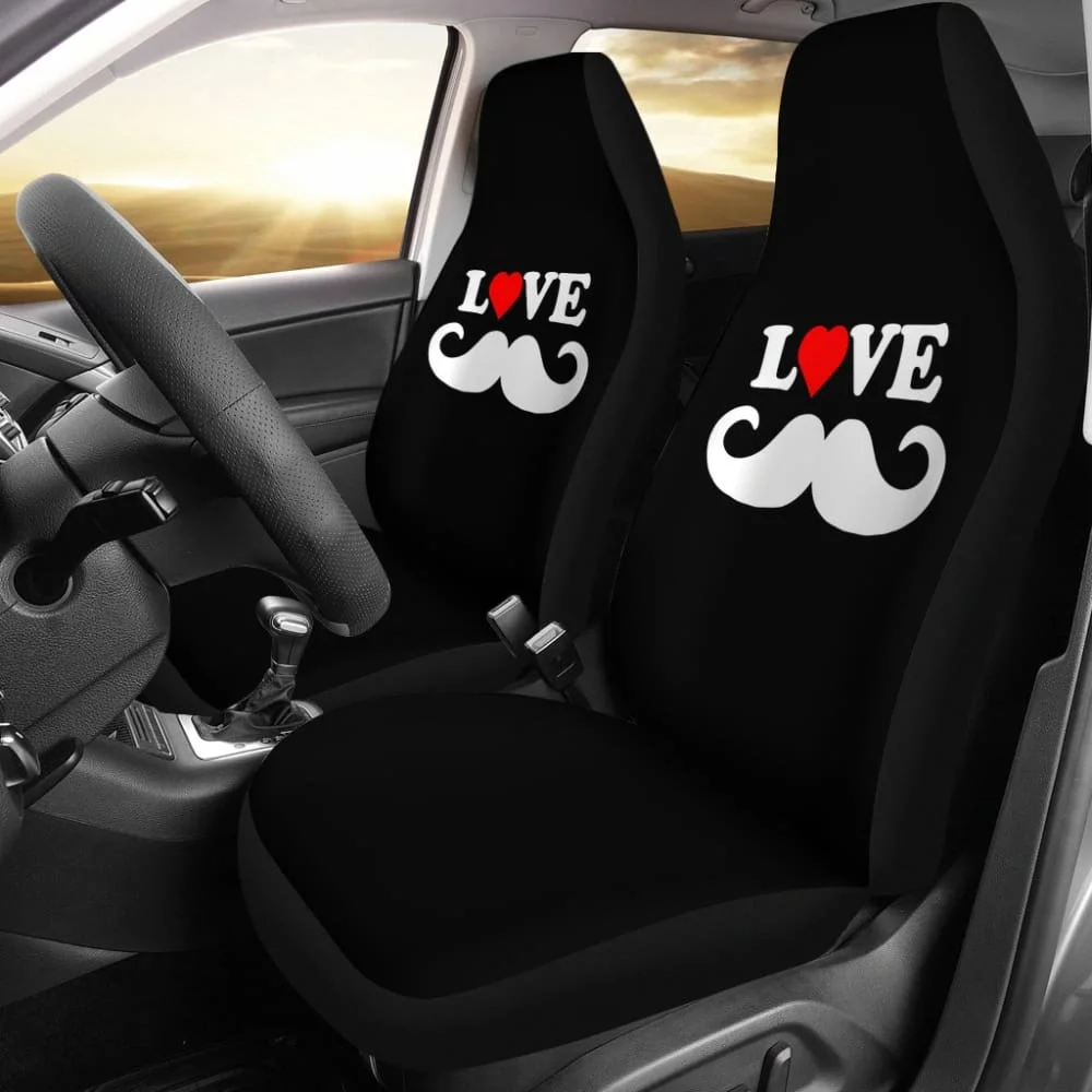 

Mustache Beard Print Design Car Seat Covers Pack of 2 Universal Front Seat Protective Cover