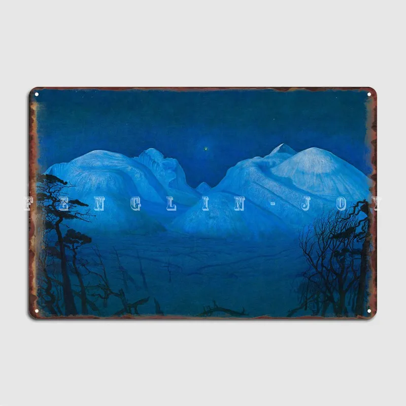 

Зима ночь в горах металлический знак кинотеатр гараж Дизайн паб гараж Настенный декор жестяной знак плакат