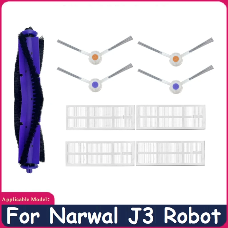 

9Pcs Washable HEPA Filter Main Side Brush For NARWAL J3 Robot Vacuum Cleaner Accessories Kit