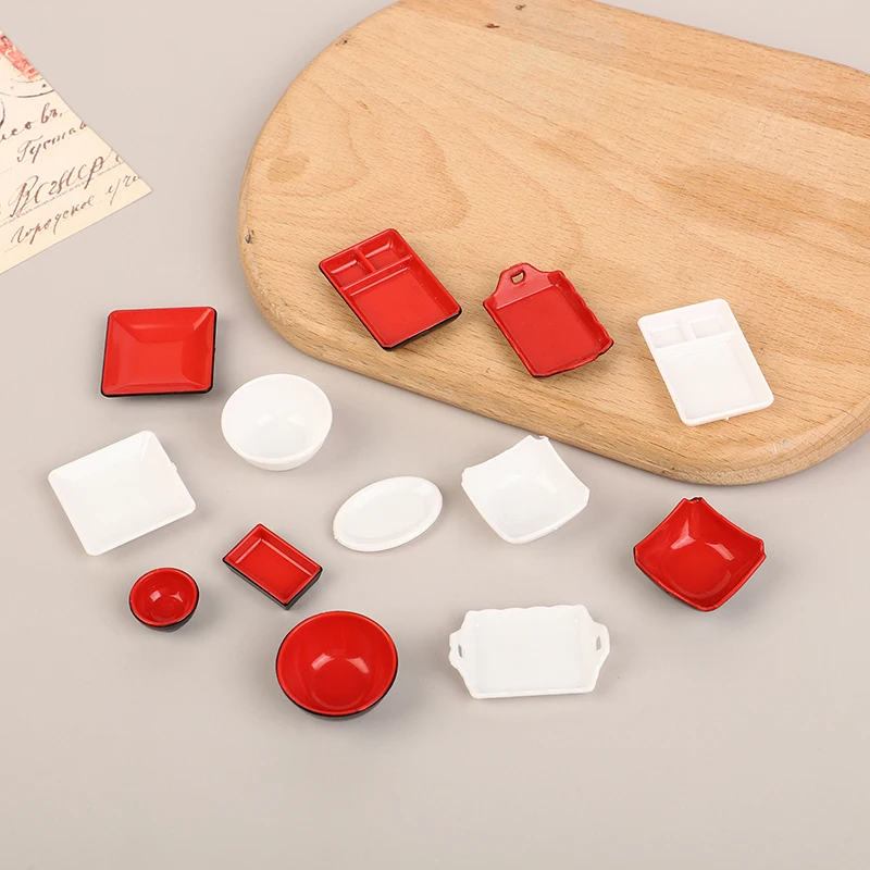 

1Set 1:12 Dollhouse Miniature Tableware Dish Plate Bowl Tray Kitchen Model Decor Toy Doll House Accessories