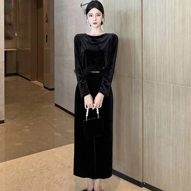 2024 новые модные комплекты из двух предметов женские укороченные топы с длинными