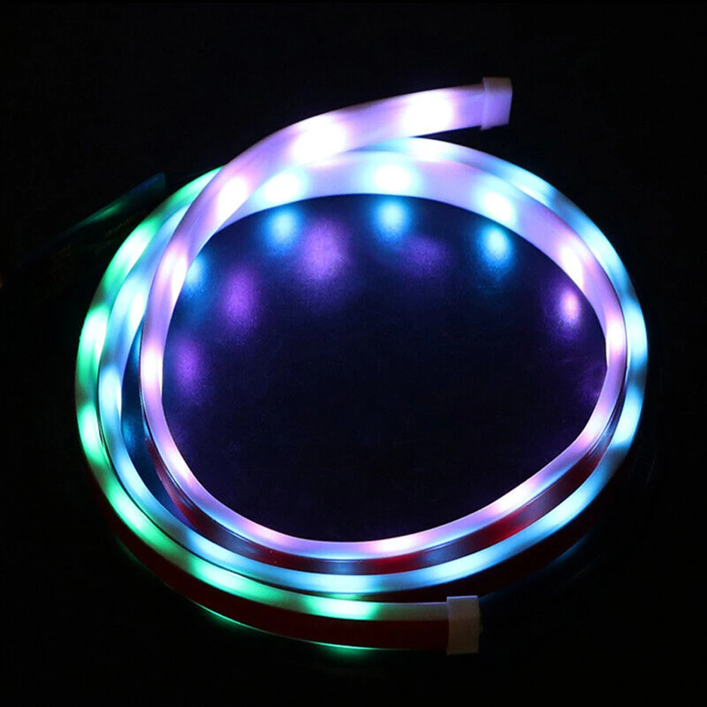 

1PC Car Van Trunk Tailgate Tail Light LED 12V 10W Ice Blue RBG Color Soft Rubber Turn Signal Brake Running Flow Strip Lamp
