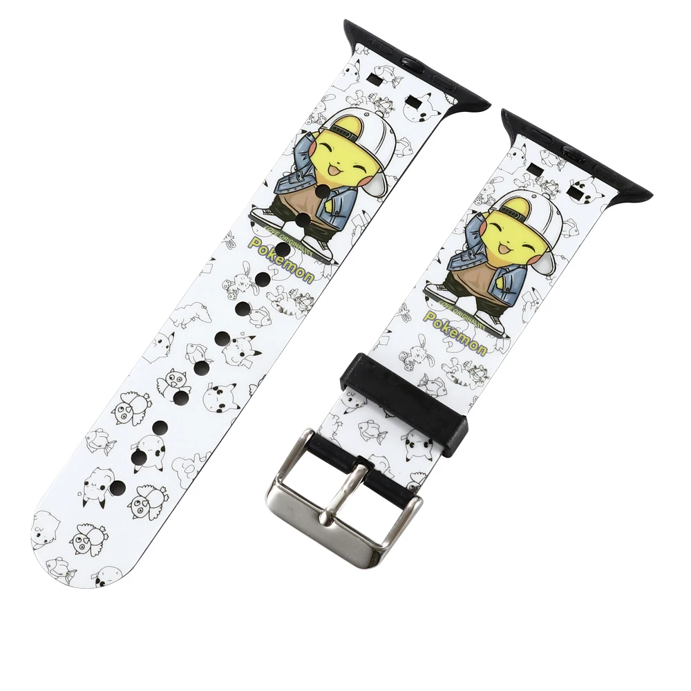 Pokemon Pikachu Silicone Strap for Apple Watch Band 44 45 42 40 38 41 Bracelet IWatch Color Apple Watch 7 6 5 3 SE