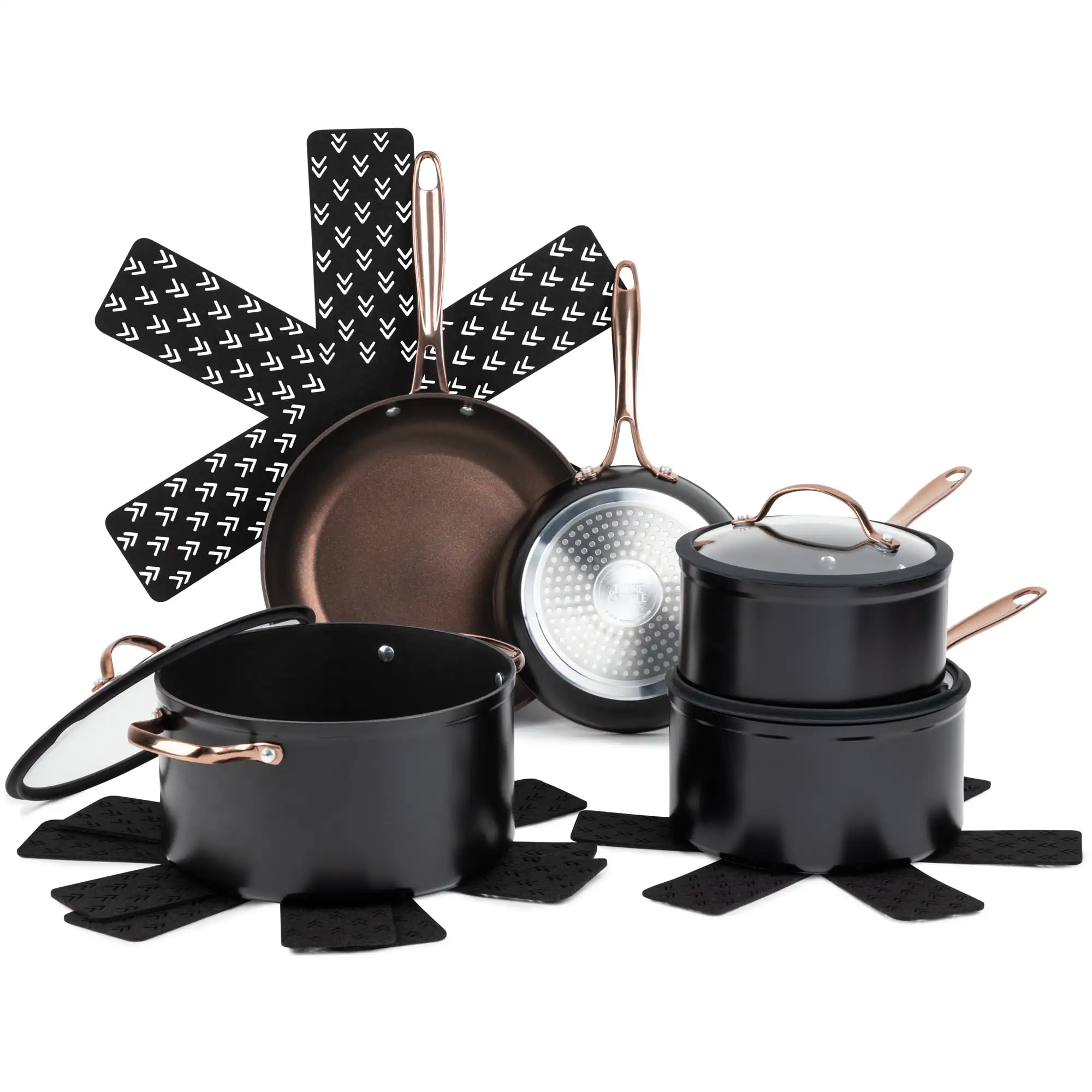 

Non-Stick Pots and Pans 12-Piece Cookware Set, Rose Gold
