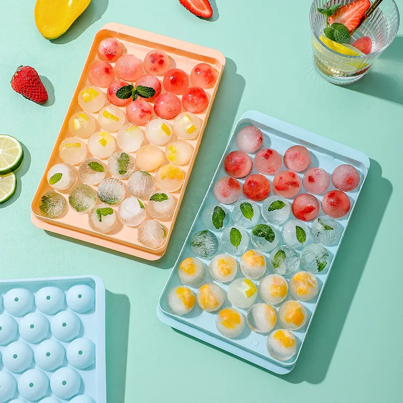 

33 Hole Ice Boll Hockey PP Mold Frozen Whiskey Coffee Ice Ball Summmer Popsicle Ice Cube Making Tray Kitchen Tools Accessories