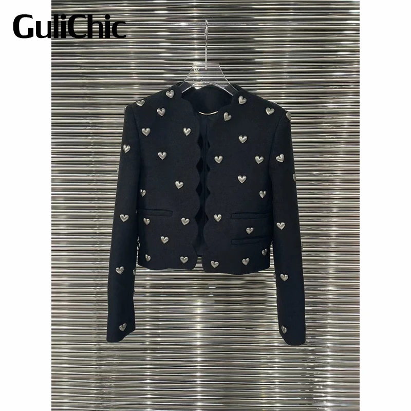 

4.20 GuliChic Women Fashion Love Button Long Sleeve Wool Short Jacket