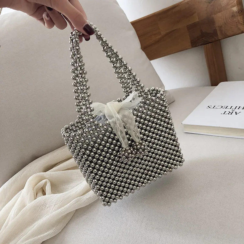 

INS New Pouch Women's 2022 New Korean Style Elegant Tote Western Style Beaded Vegetable Basket Banquet Bag Women's Bag