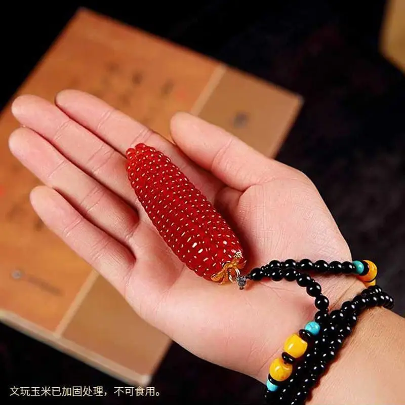 

Crafts Corn Hand Pieces Lucky Mini Corn Creative Pendant Natural Red Corn Plate