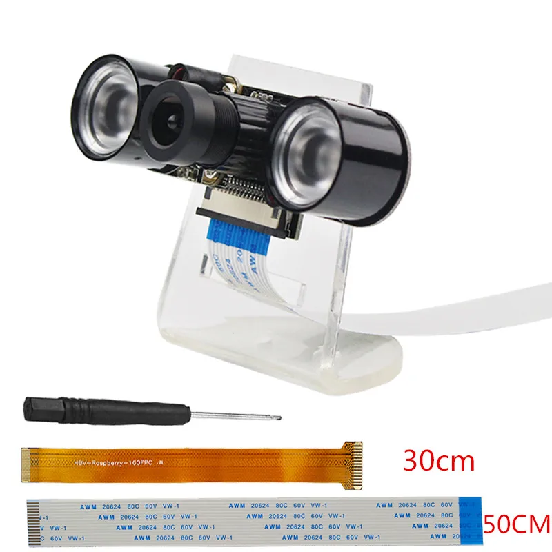 

Камера Raspberry Pi с фокусным расстоянием и регулируемым инфракрасным ночным видением, Черный Модуль камеры 1080p для Raspberry Pi 4B 3B + Zero с комплектом д...
