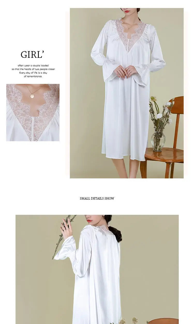 Романтичная домашняя ночная рубашка длинная юбка кружевная шифоновая с глубоким