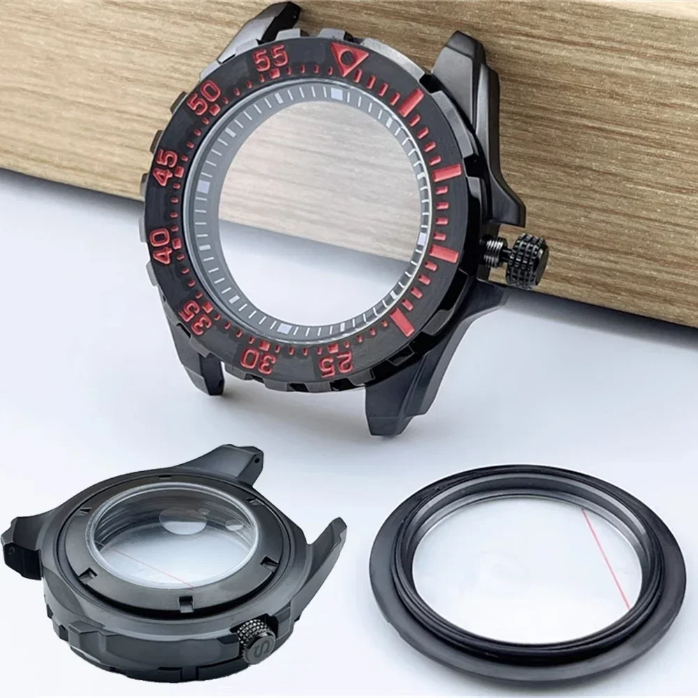 

Large Size Watch Case 44mm Black/Rose Gold Stainless Steel Mineral Glass Case Fits NH35 NH36 NH34 Movement 28.5mm Dial