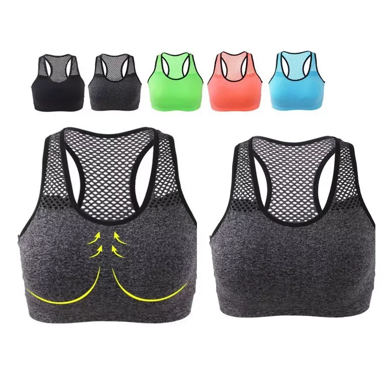 

Breathable Sports Bra Women High Stretch Wire Free Padded Sports Top Seamless Fitness Vest Absorb Sweat Running Bra