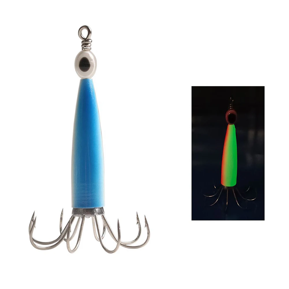 

10g Squid Rock Fishing Hook Led Luminous Squid Jigs With Eyes Octopus 8 Claws Fishing Lure Glow In Dark Fluorescent Tackle Tools