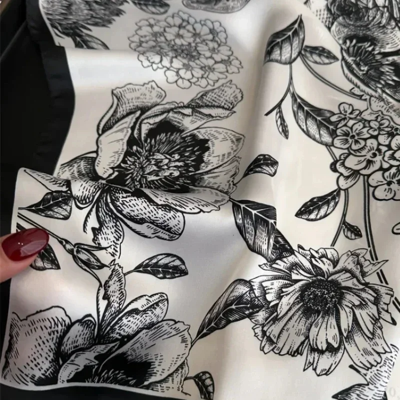 Роскошный модный шелковый квадратный шарф с принтом женские мягкие атласные