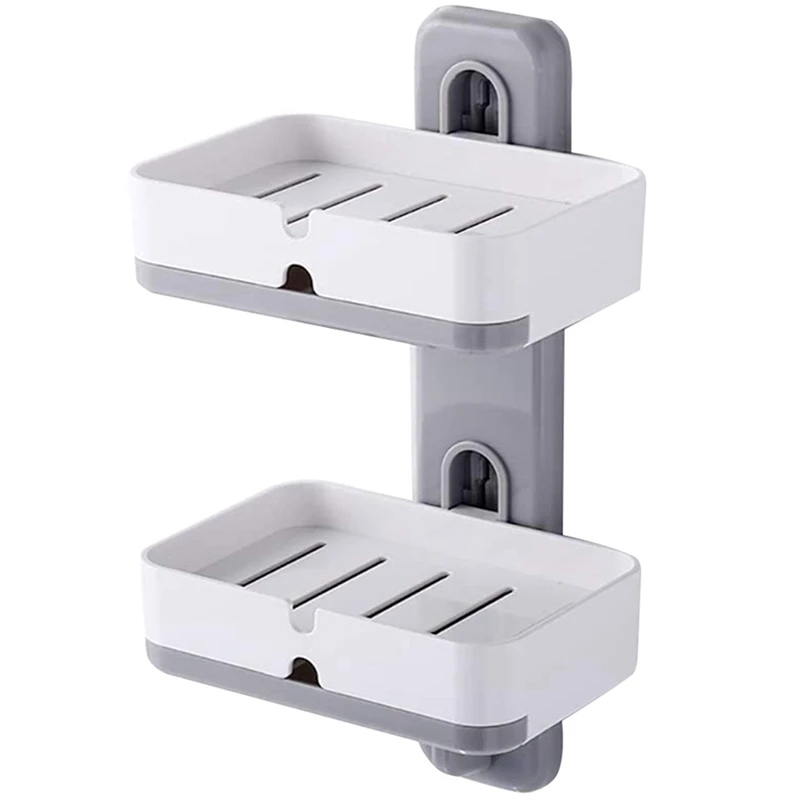 

Мыльница для душа с крючком, двухслойный держатель для мыла с подносом, прочный держатель для мыла для ванной комнаты