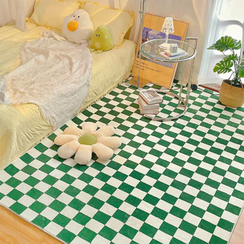 

Checkerboar Carpet Non Slip Bathroom Mat Thickened Flocking Bathroom Rug Home Decoration Bedroom Floor Entrance Door Mat