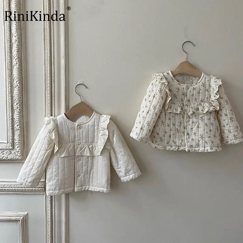 

RiniKinda Kids Winter Coats Children Outerwear Girl Warm Floral Jacket Baby Girls Jackets for Autumn Spring Children Clothing