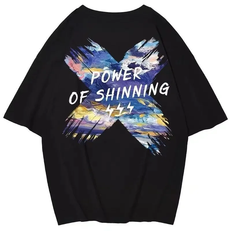 

Oversize t-shirt men's short sleeve large size trendy brand niche design sense loose high street lovers' half sleeve in summer
