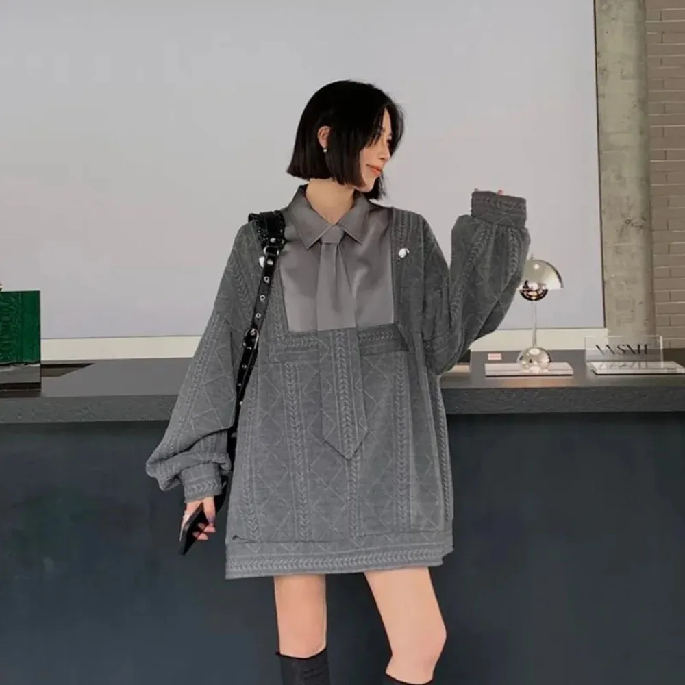 

Harajuku Pullover 2022 Ropa Mujer Streetwear Fashion Sweatshirts Women Tie Patchwork Casual Oversize Sweatshirt Tops Y2k Clothes