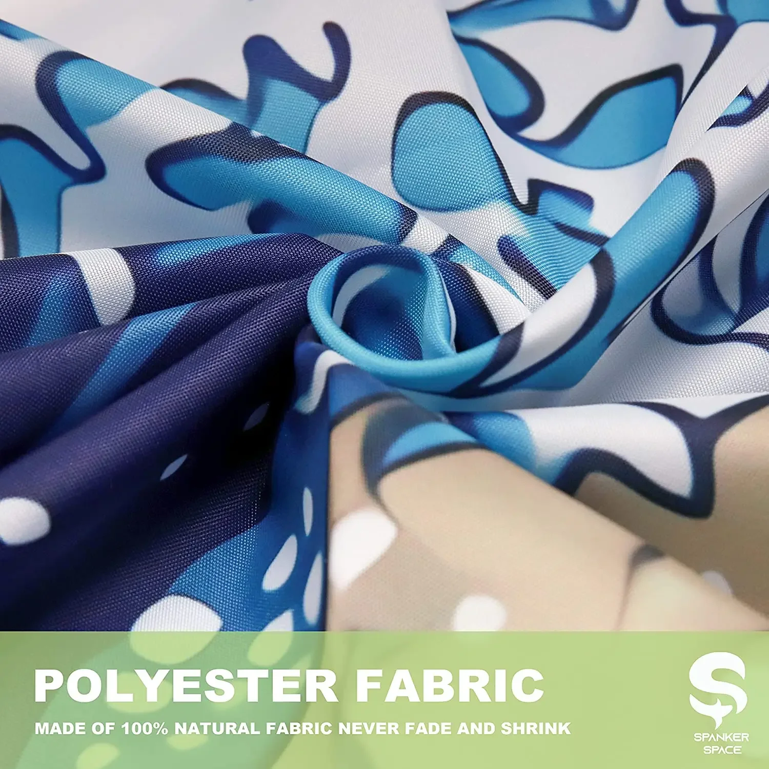 Водонепроницаемая занавеска для душа с крючками голубого цвета