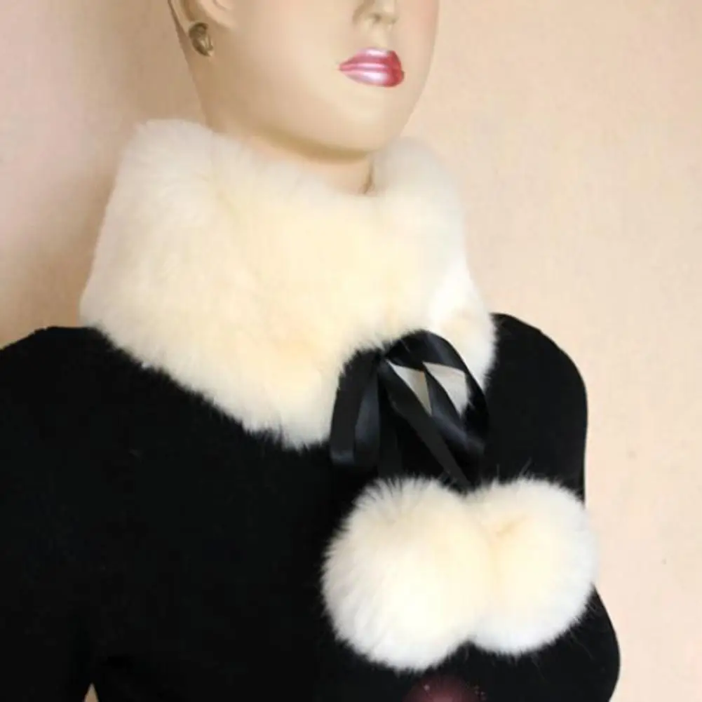 

Популярный женский шарф на шею одного размера, супермягкая зимняя имитация кроличьего меха, накладной воротник, шаль, сохраняет тепло
