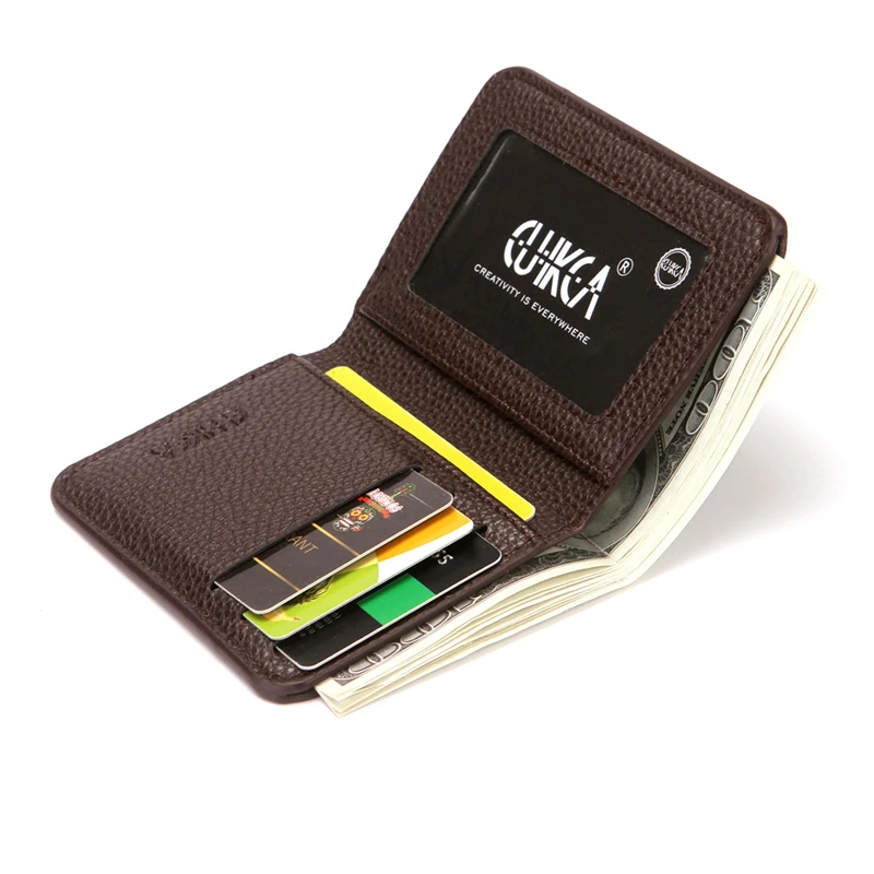 

Soft Men business Wallet Solid Color Pu Leather Lychee Pattern Mini Coin Purse Driver's License Card Holder мужской бумажник
