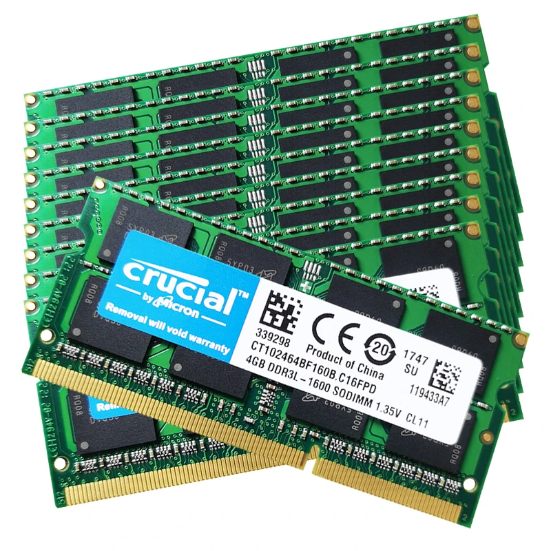 

Crucial 10 шт. DDR3L 2 ГБ 4 ГБ 8 ГБ 1066 МГц 1333 МГц 1600 МГц PC3 1,35 в 1,5 в 204 контактов память для ноутбука без ECC Ddr3 ПАМЯТЬ Sodimm Ram