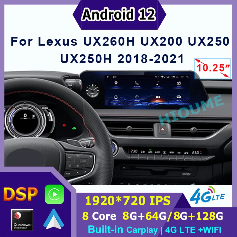 

Android 12 Car Snapdragon Navigation Multimedia Player CarPlay Autoradio Stereo 6+128G For Leuxs UX ZA10 UX200 UX250h 2018-2021