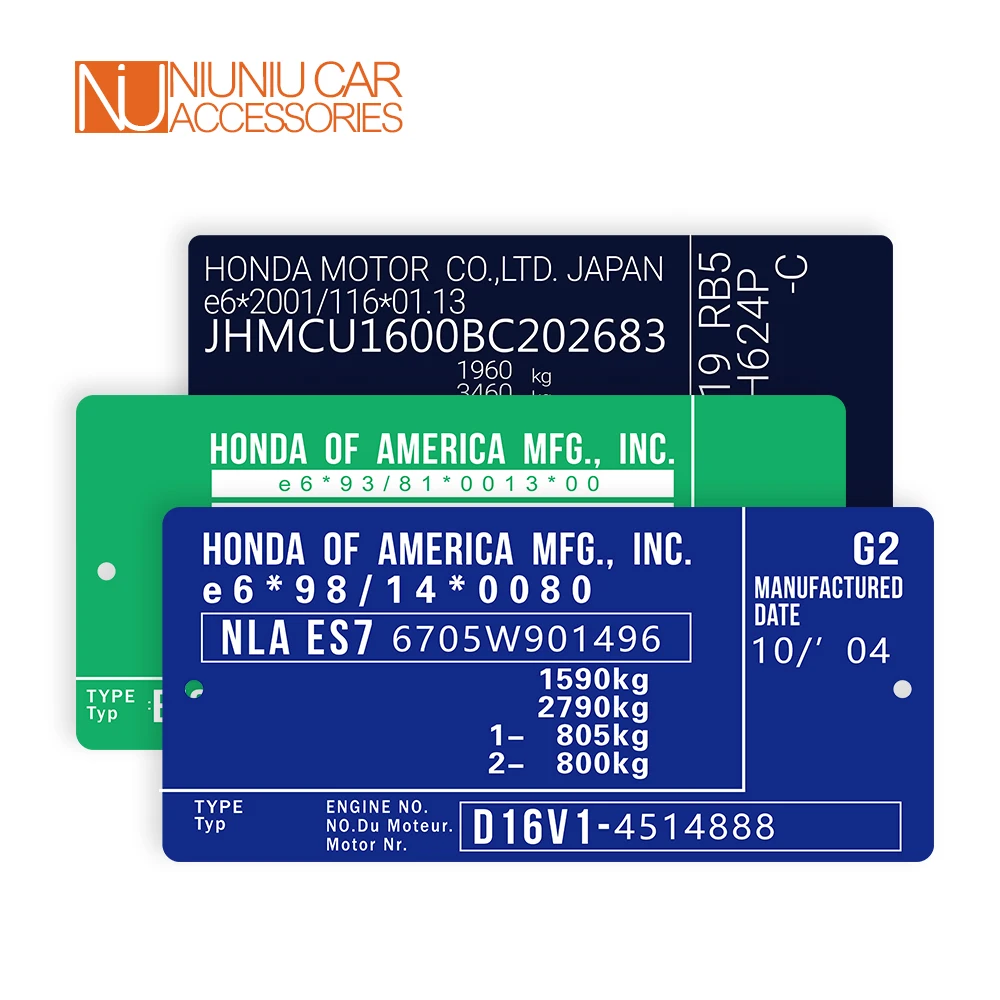

Customized HONDA OF AMERICA MFG MOTOR Aluminum ID Tag