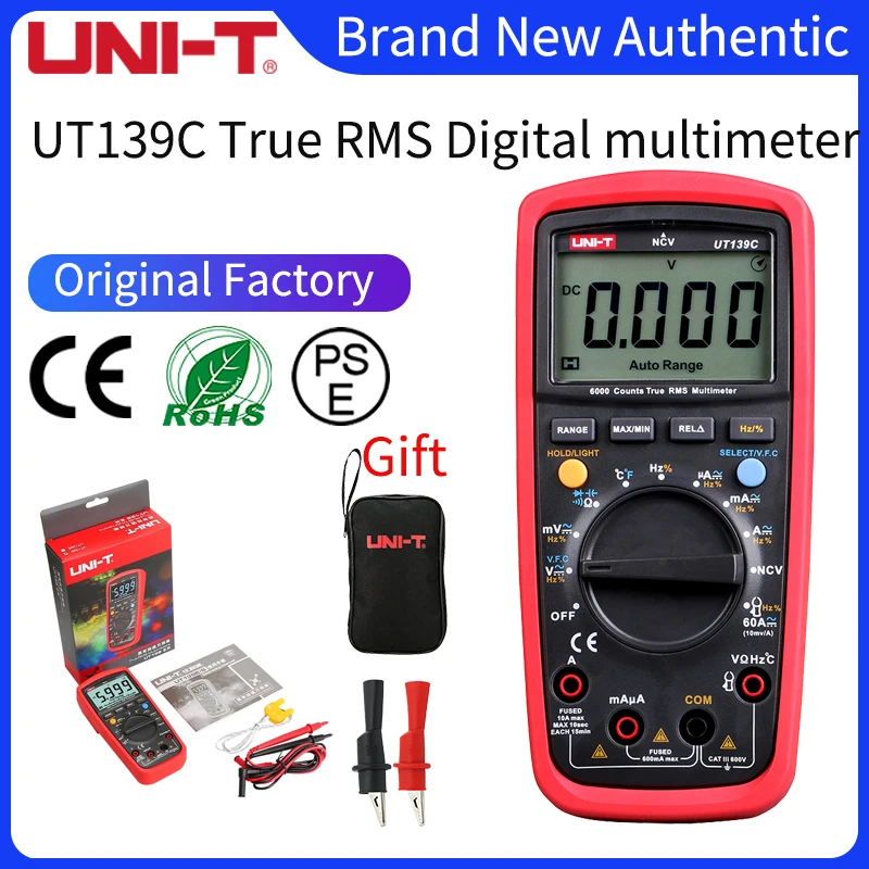 

UNI-T UT108 Handheld Automotive Multipurpose Meters Auto Range Multimeter USB PC Connect AC DC V/A Ohm
